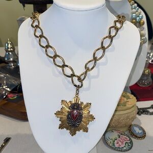 Vintage Pi Kappa Alpha solid, brass pendant necklace